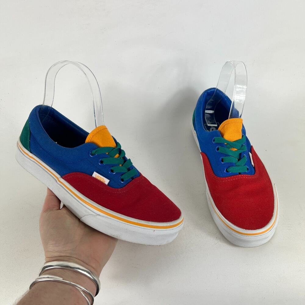 VANS Era Color Block Sneaker Women's 7 Blue Red Fabric Lace-Up Skateboard Shoes